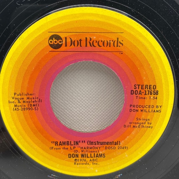 Country 45 Don Williams :Ramblin / She Never Knew Me on ABC Dot Records 7” Vinyl - Picture 1 of 5
